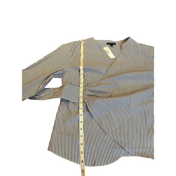 NWT J. Crew Blue White Business Stripe Cotton Wrap Blouse Office Women's Size 12 - Picture 6 of 12